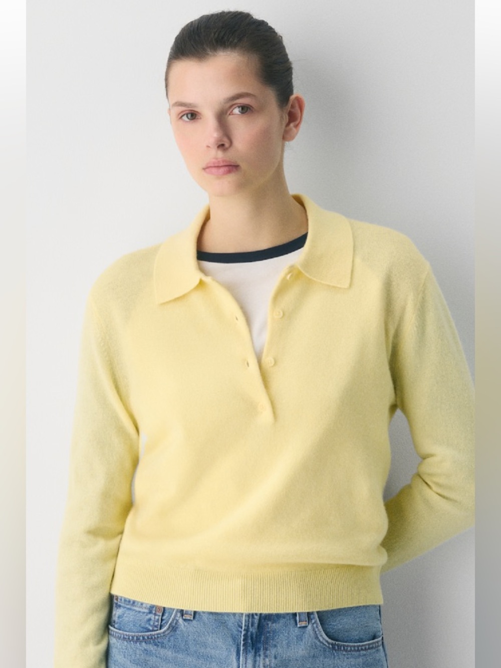 Aritzia Bare Cashmere Provenance Polo Sweater